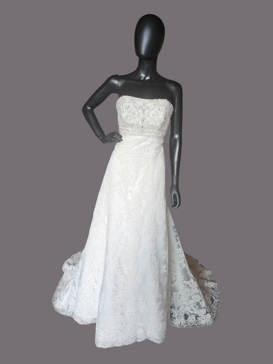 Ivory Lace Strapless Empire Waist Wedding - Morilee