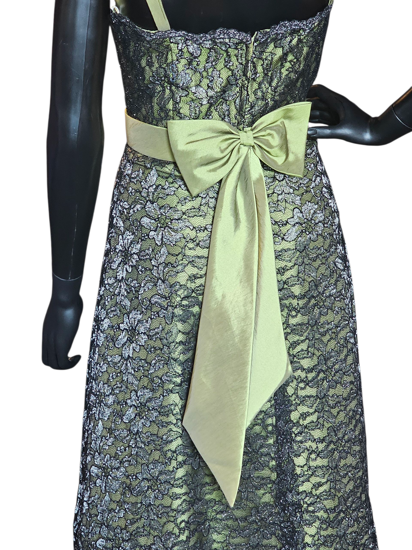 Apple Green/Black Lace A-Line Cocktail Dress - Alexia