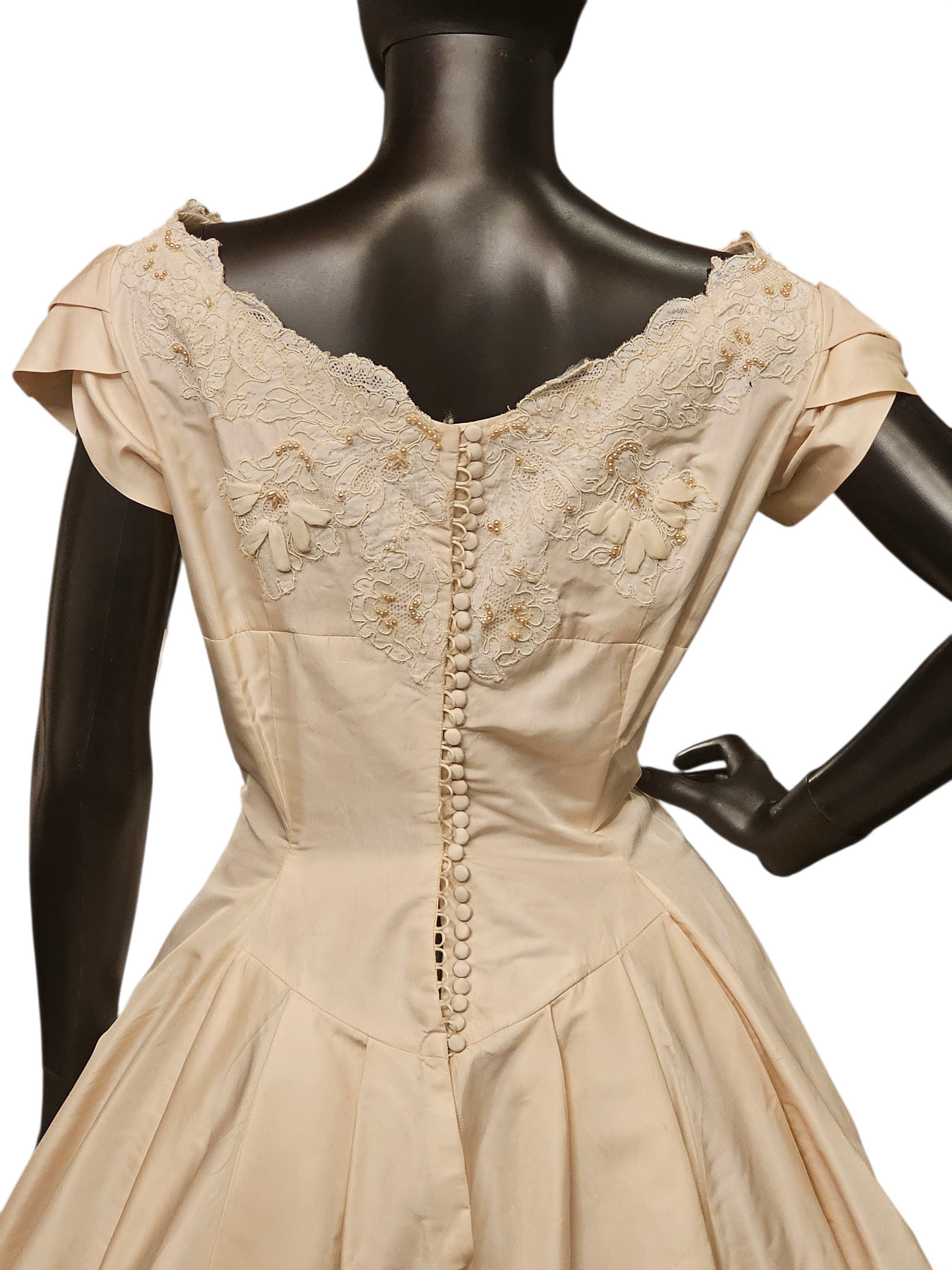 Vintage 50's Cream Silk Wedding Gown