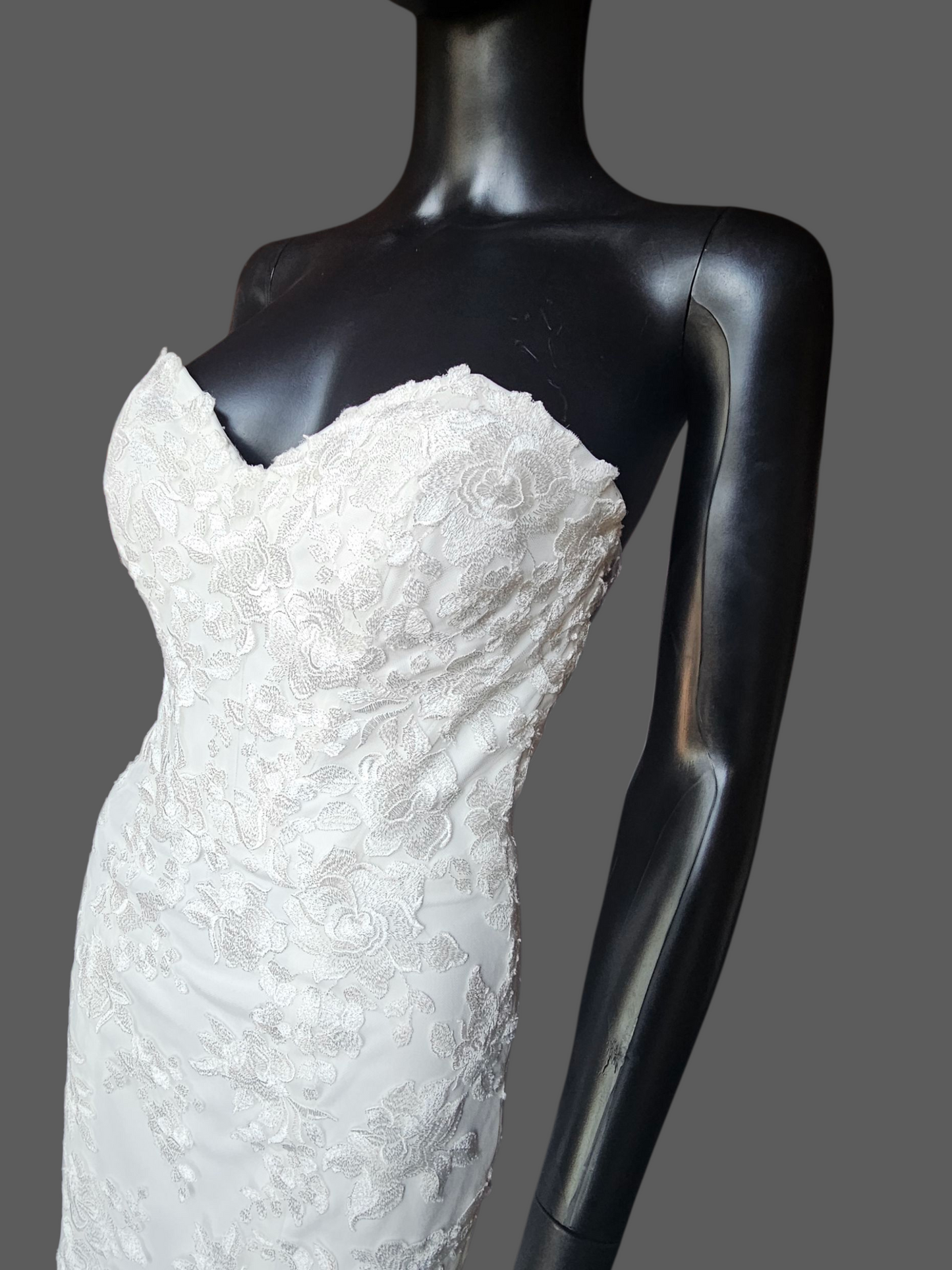 Strapless Lace Sweetheart Fit/Flare Wedding Gown - Rebecca Ingram