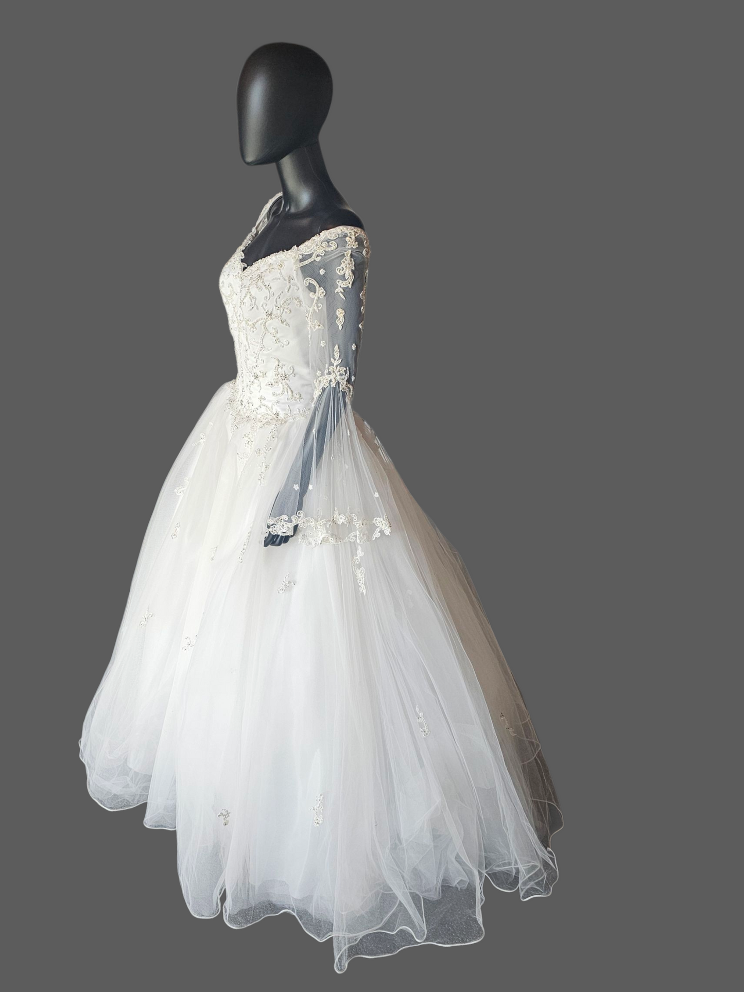 Vintage Off Shoulder Renaissance Sleeve Wedding Ball Gown - Mori Lee