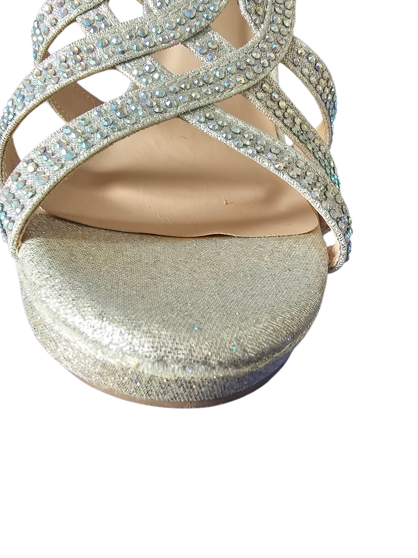 Silver/Iri Crystal Strappy Sandal