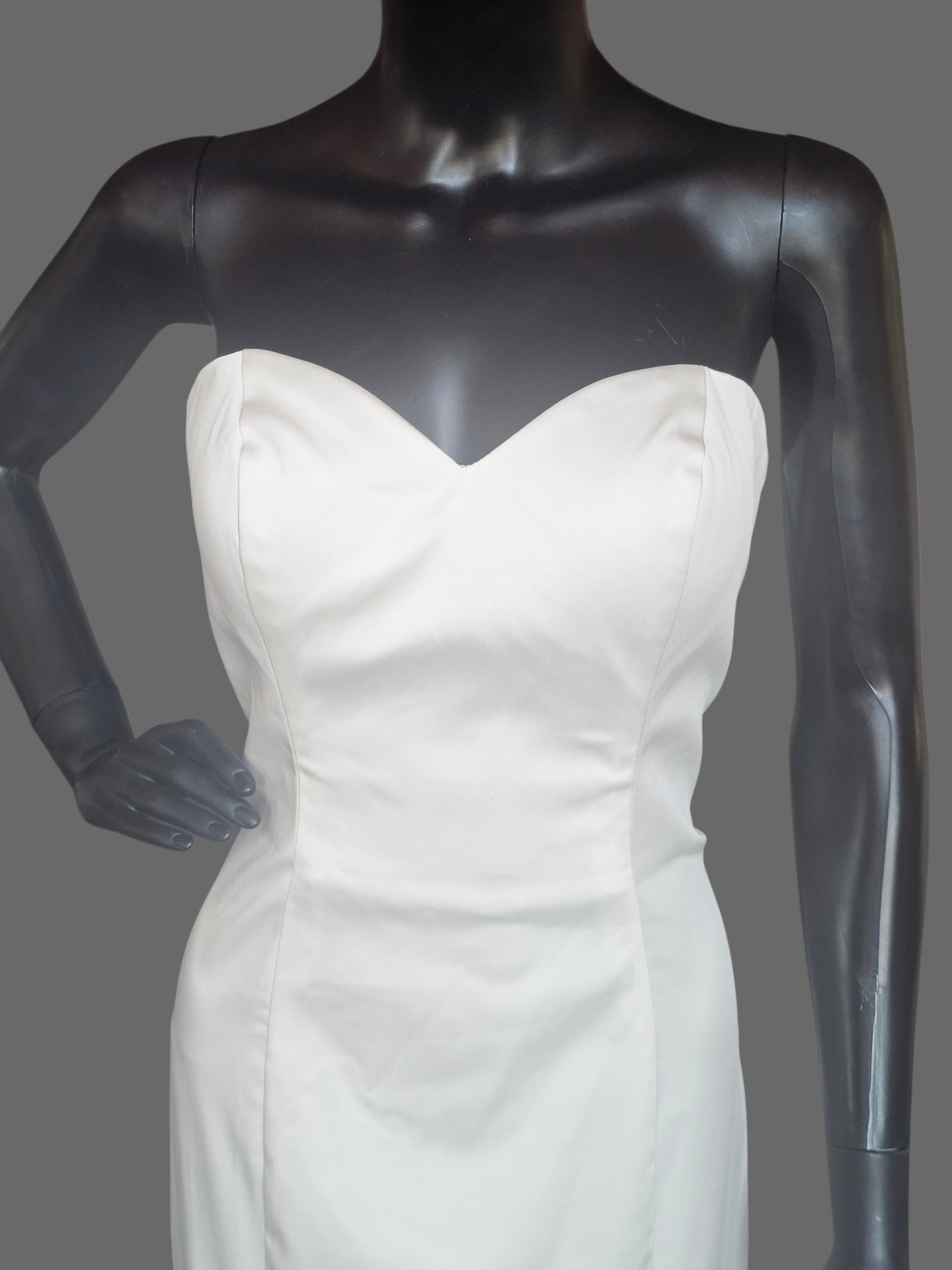 Simple Ivory Satin Sweetheart Fit/Flare Minimalist Wedding Gown - Allure