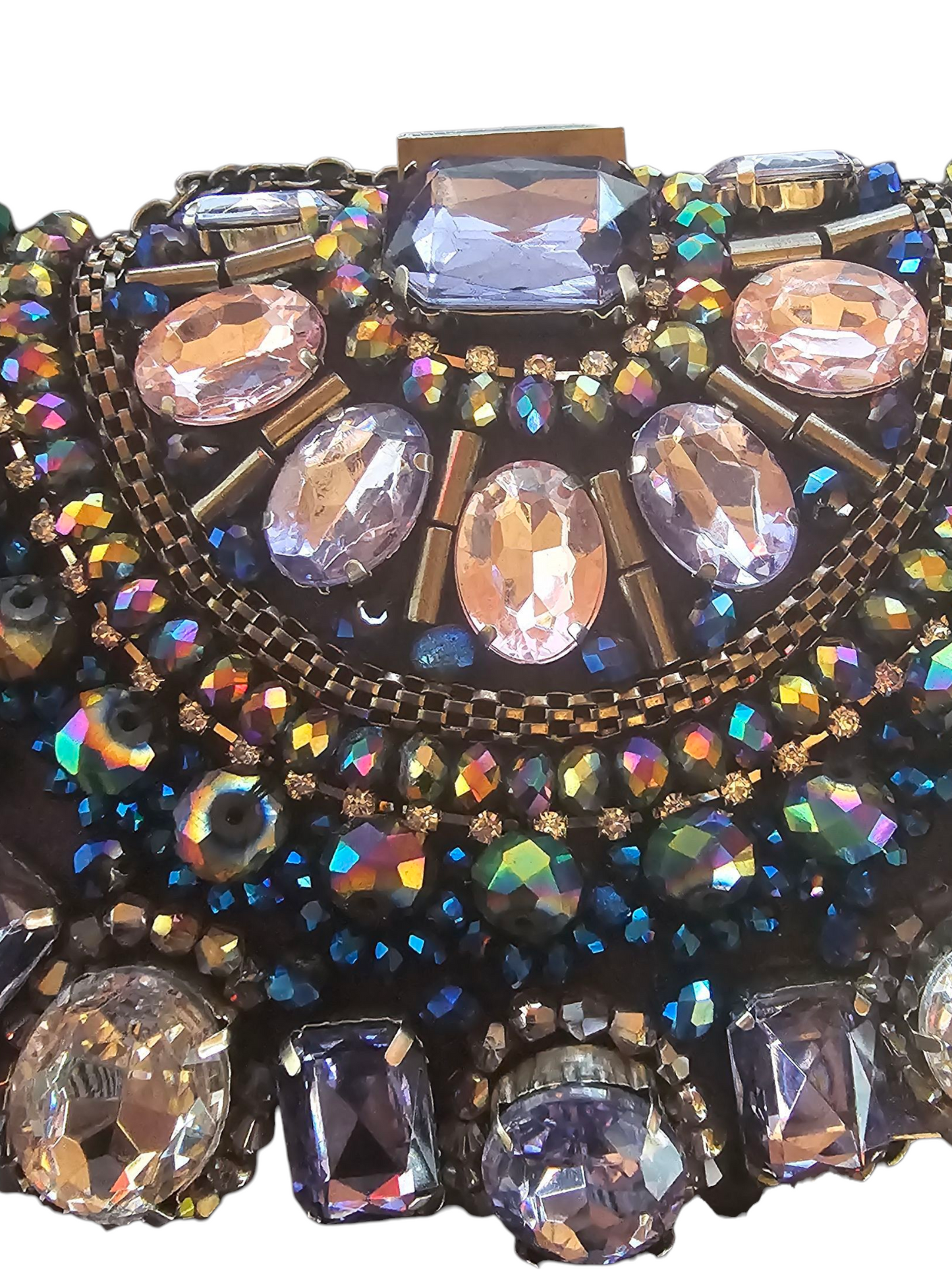 Purple Iridescent Crystal/Beaded Clutch