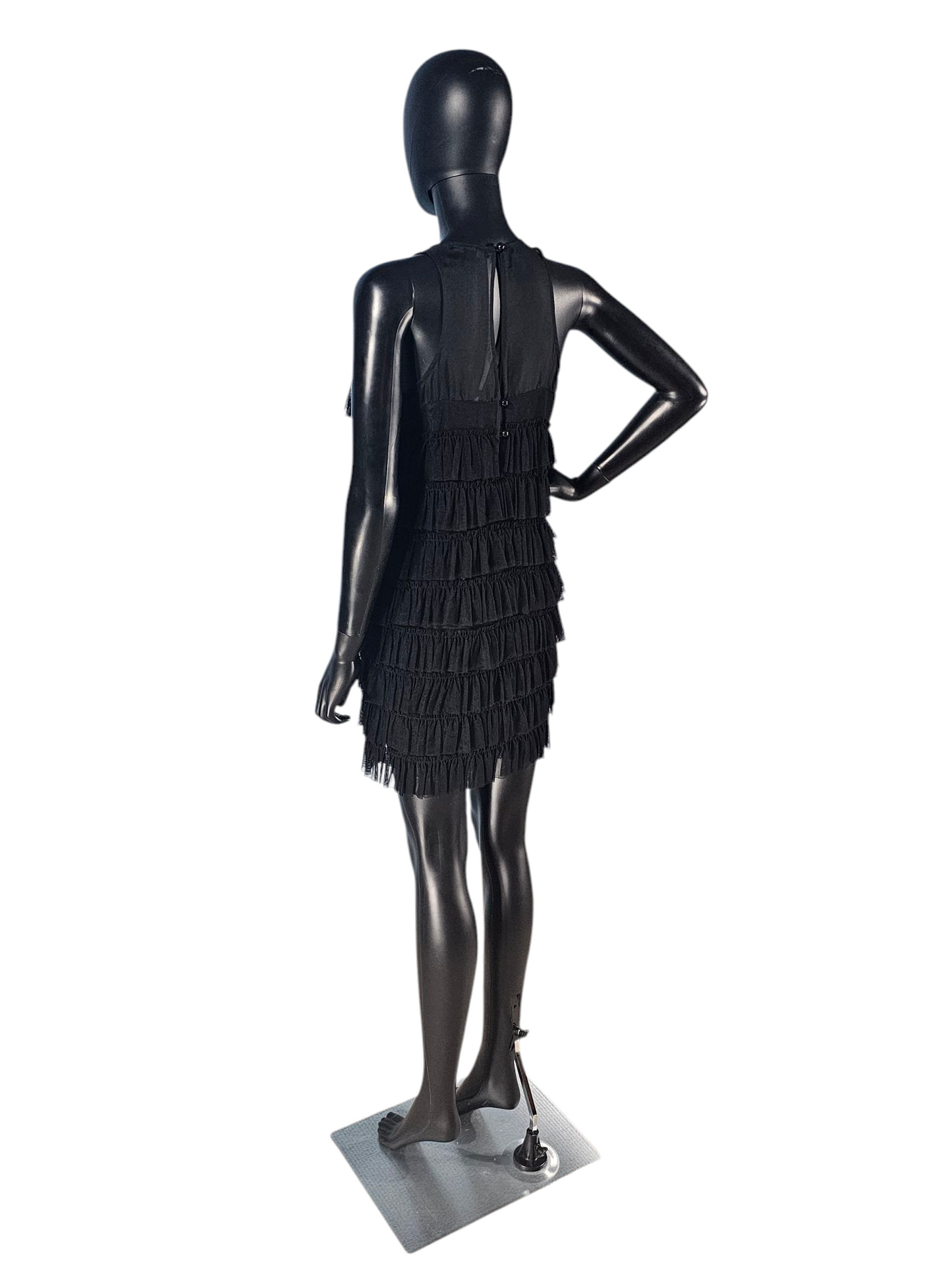 Black Chiffon Tiered Illusion Cocktail Dress - Twenty One