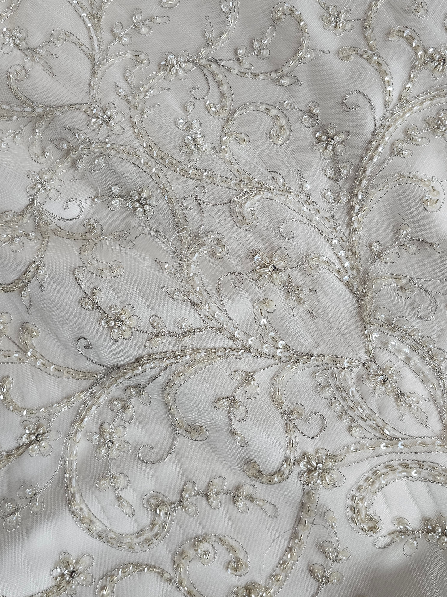 Champagne Empire Satin V-Neck Wedding Gown - Casablanca