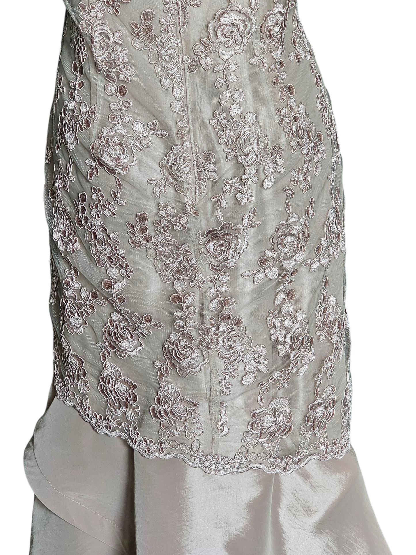 Vintage Rose Lace Overlay Formal Gown -