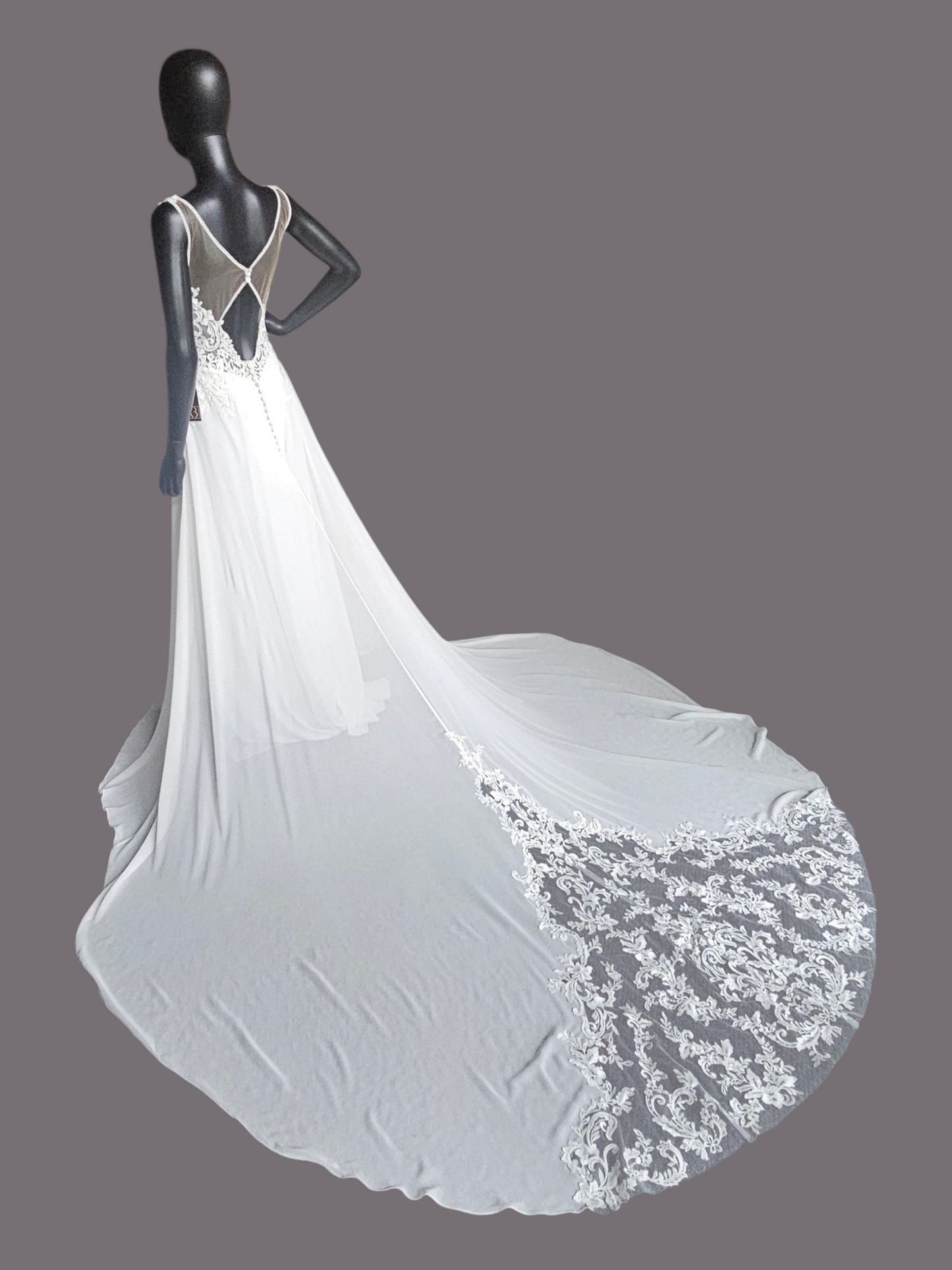 Ivory Chiffon V-Neck Open Back - Mori Lee