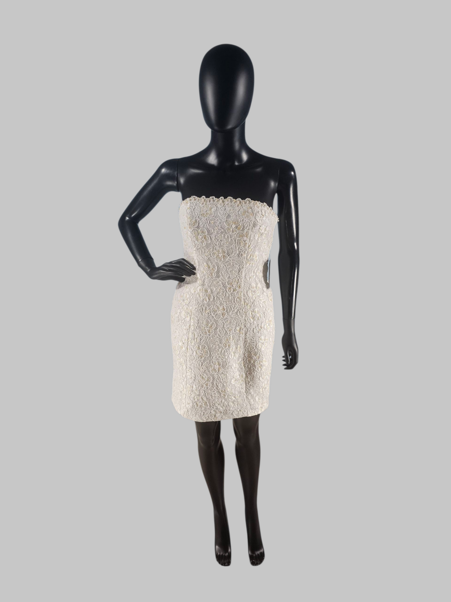 Short White Embellished Lace Wedding Gown