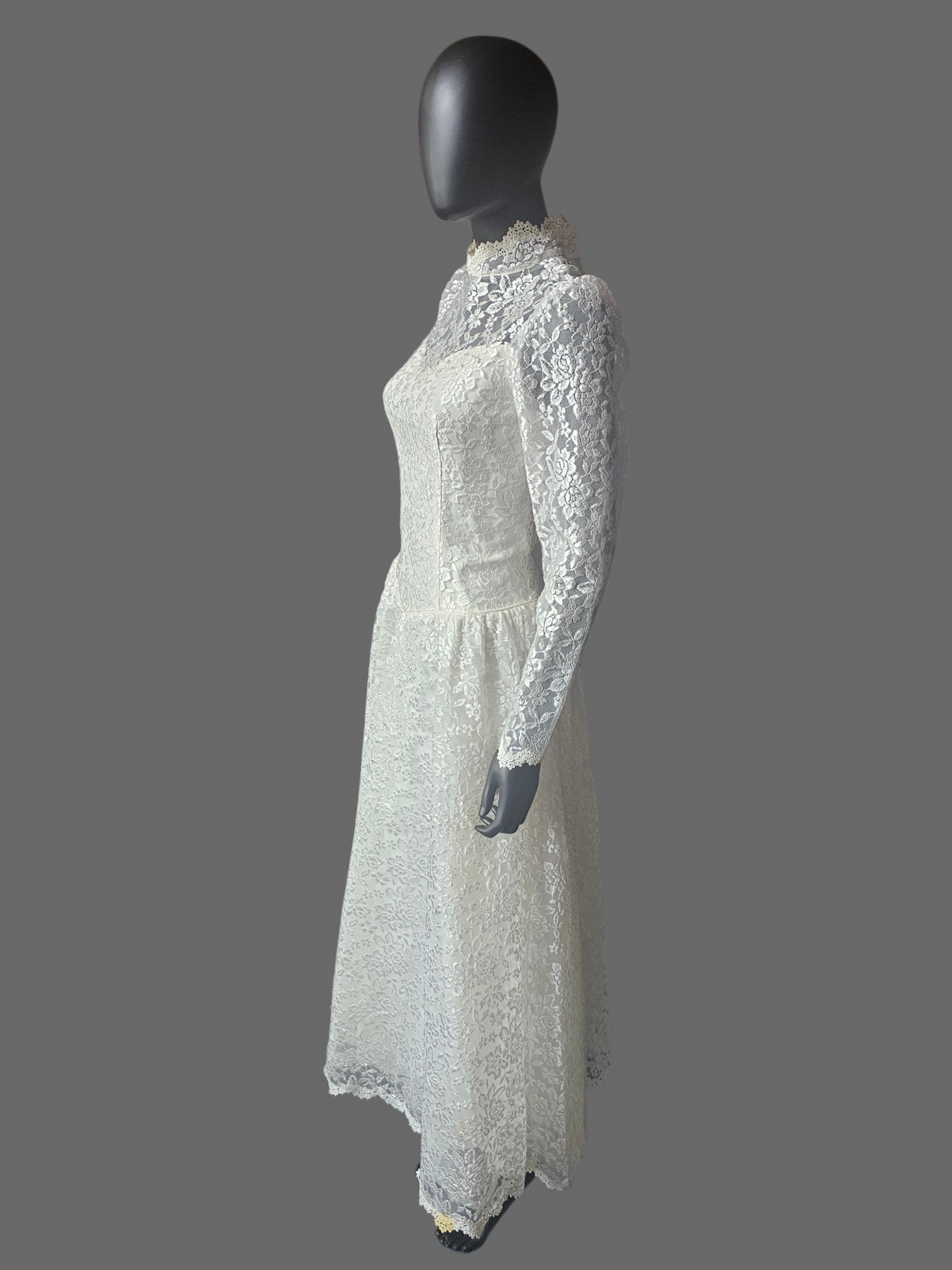Vintage Lace Tea Length Wedding Gown