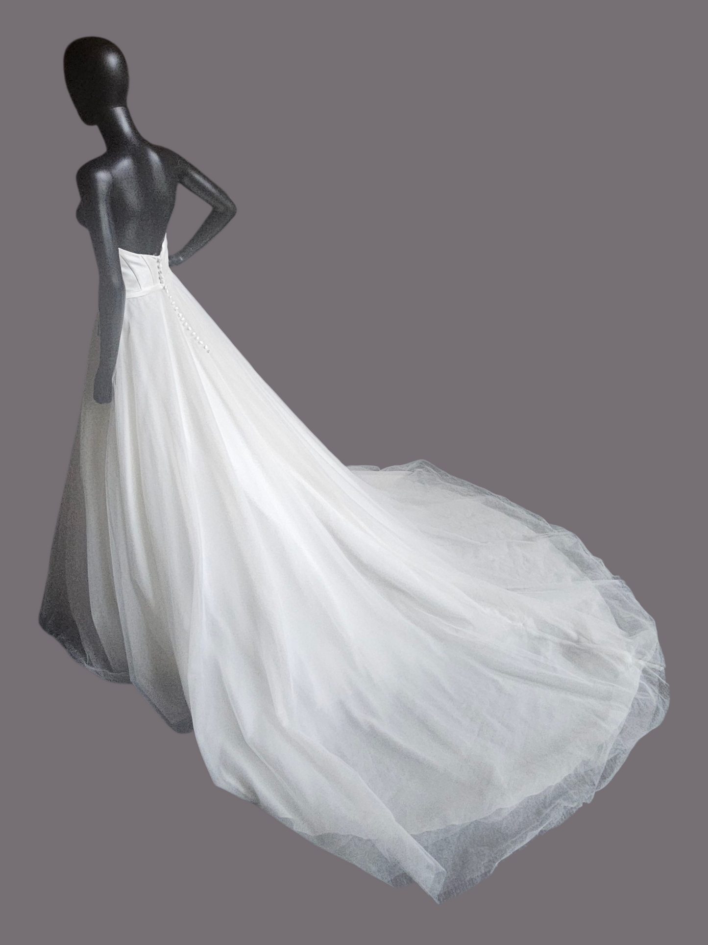 A-Line Fitted Bodice Cateye Plunge Wedding Gown - Amy & Eve