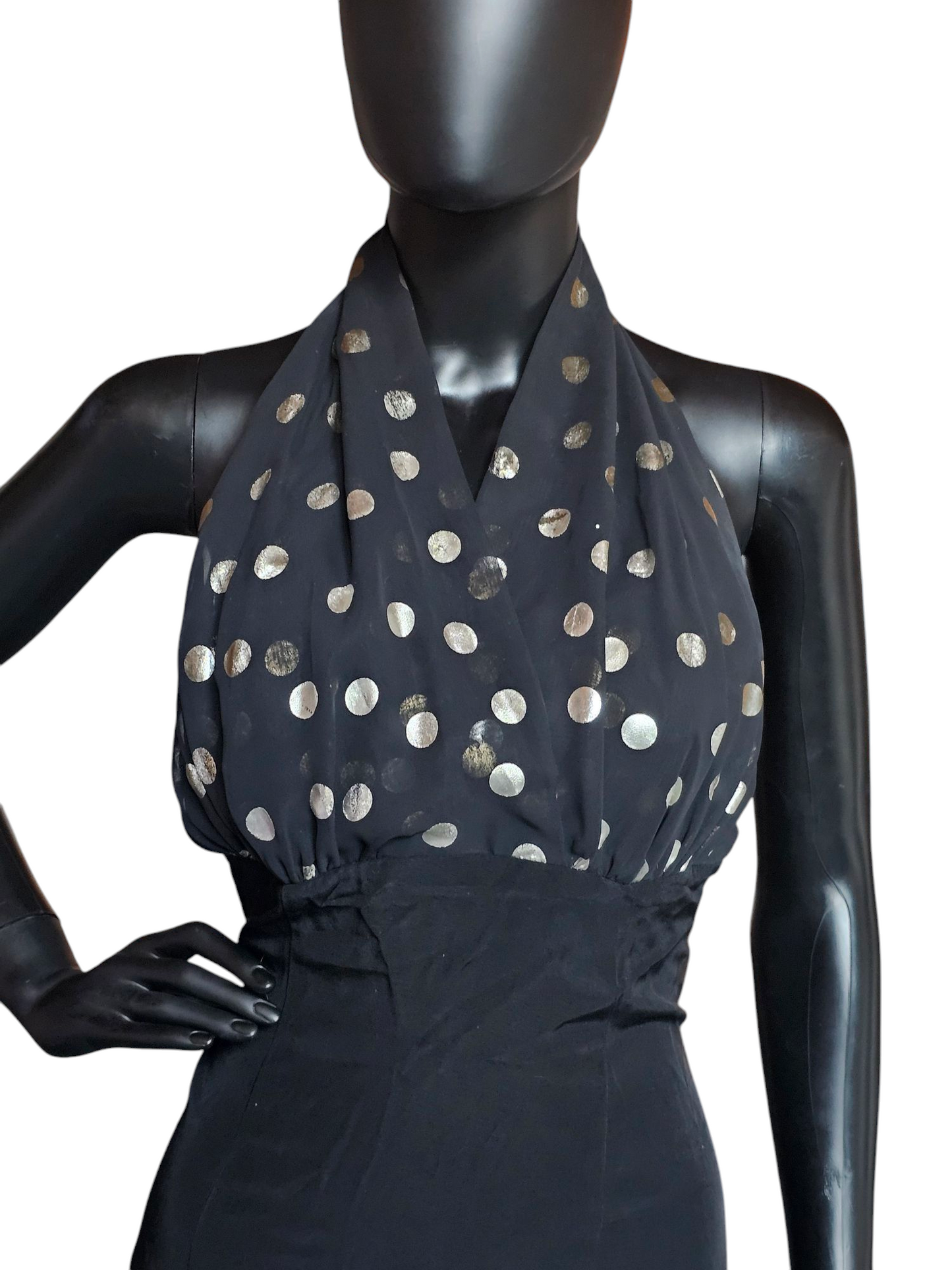 Vintage Polkadot Halter Cocktail Dress