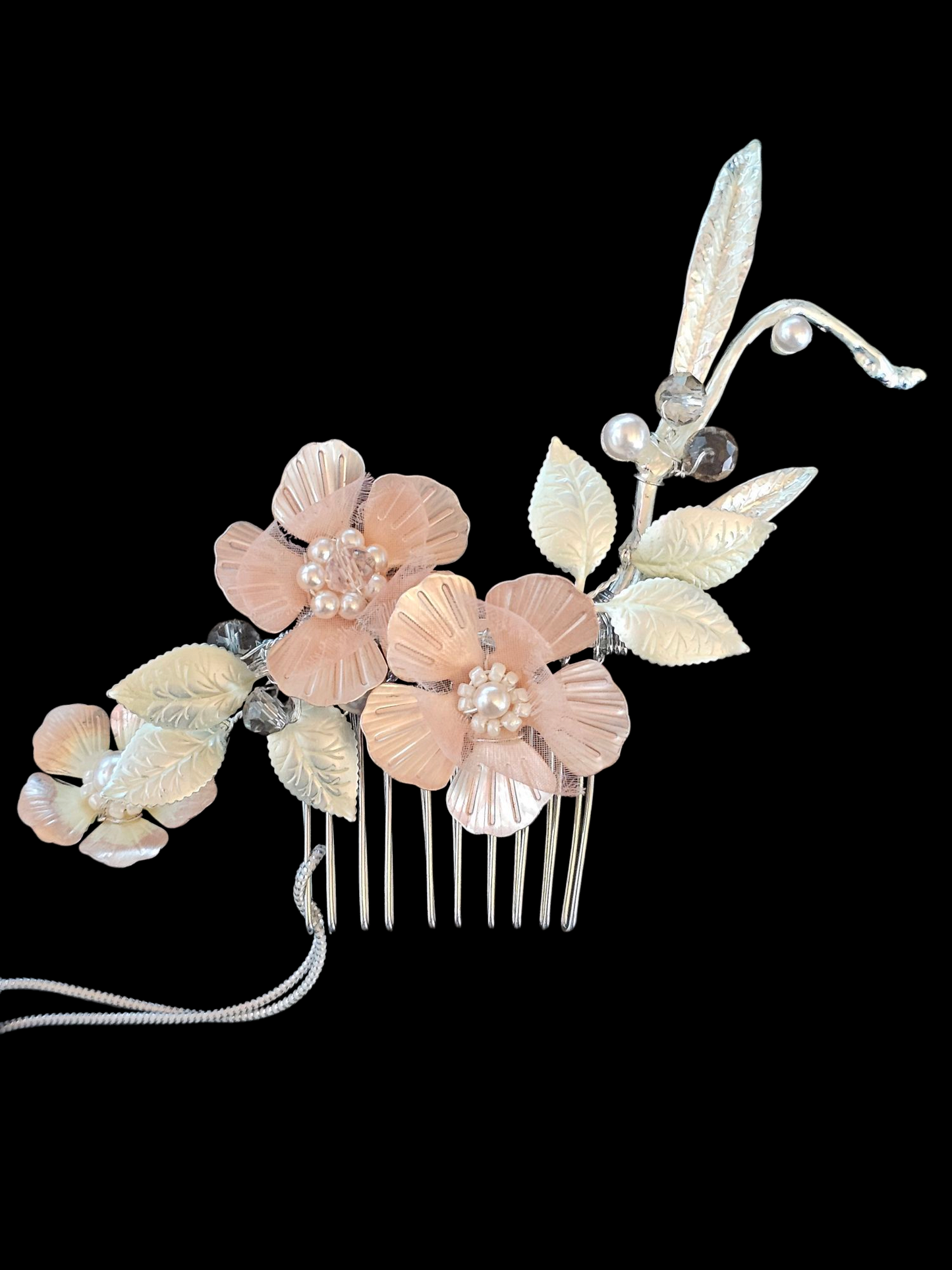 Soft Pink/Ice Green Metal Floral Hair Comb