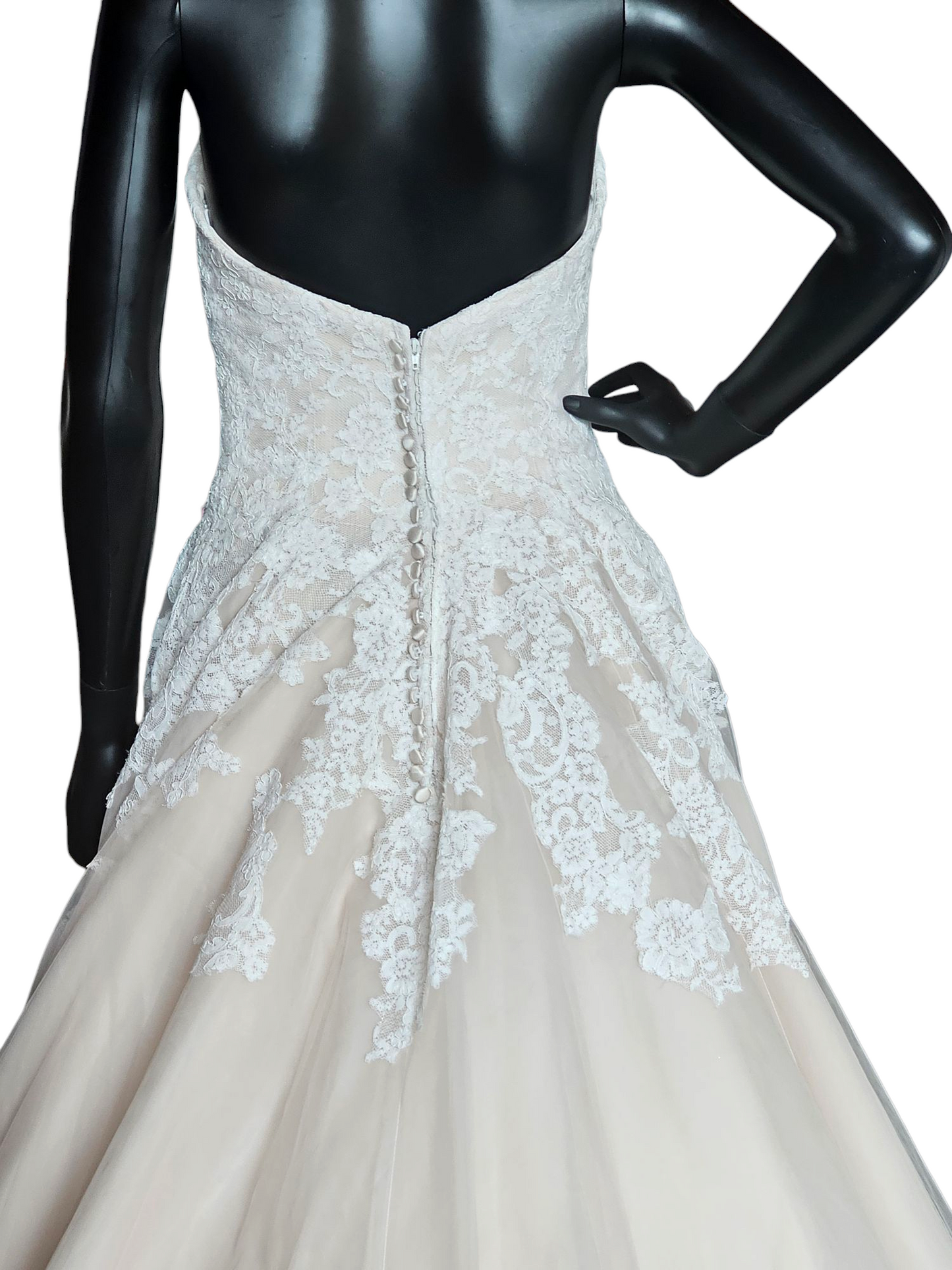 Blush/Ivory Lace Applique Ballgown Bridal Dress - Mori Lee