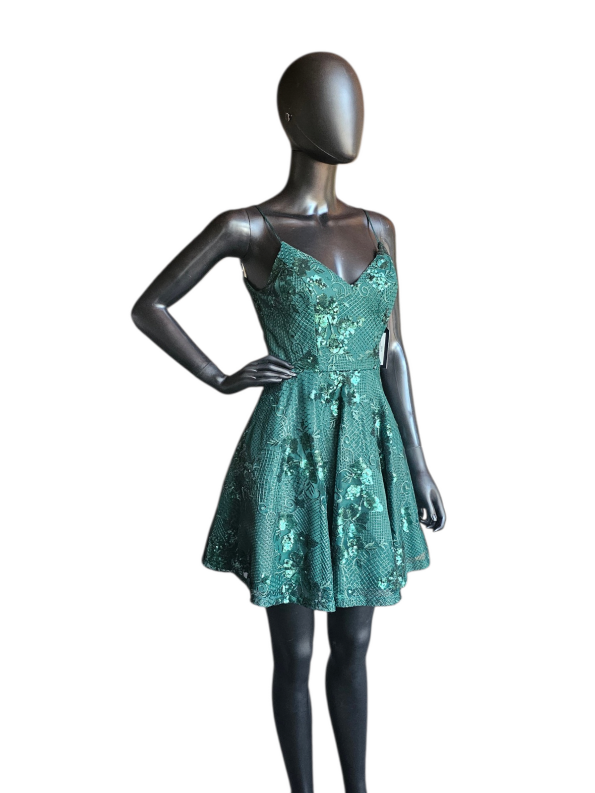 Forest Green Babydoll Glitter NWT Homecoming Dress - City Studio