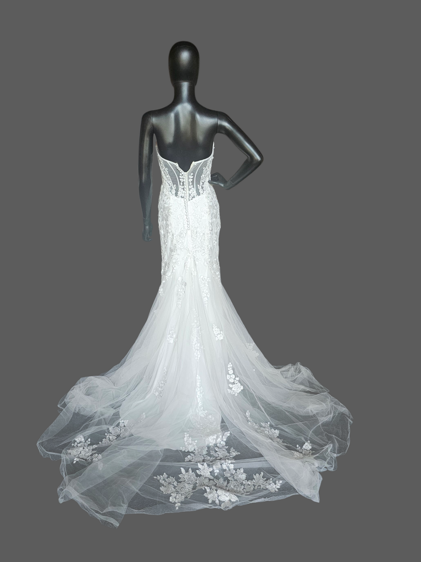 Strapless Lace Sweetheart Fit/Flare Wedding Gown - Rebecca Ingram