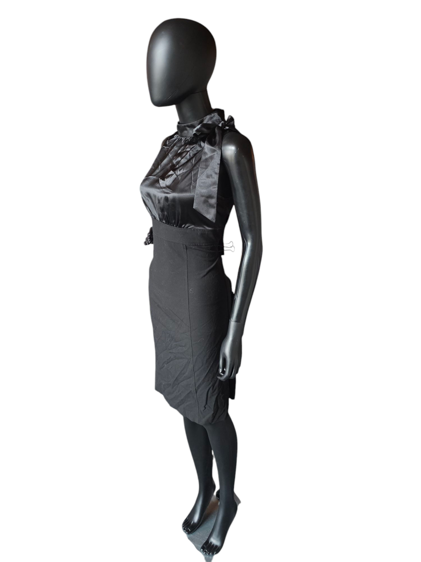 Black Pencil Skirt Satin Halter