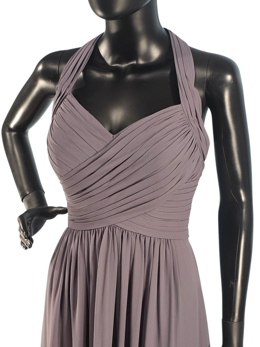 Pewter Chiffon Halter Formal Dress NWOT - Bill Levkoff