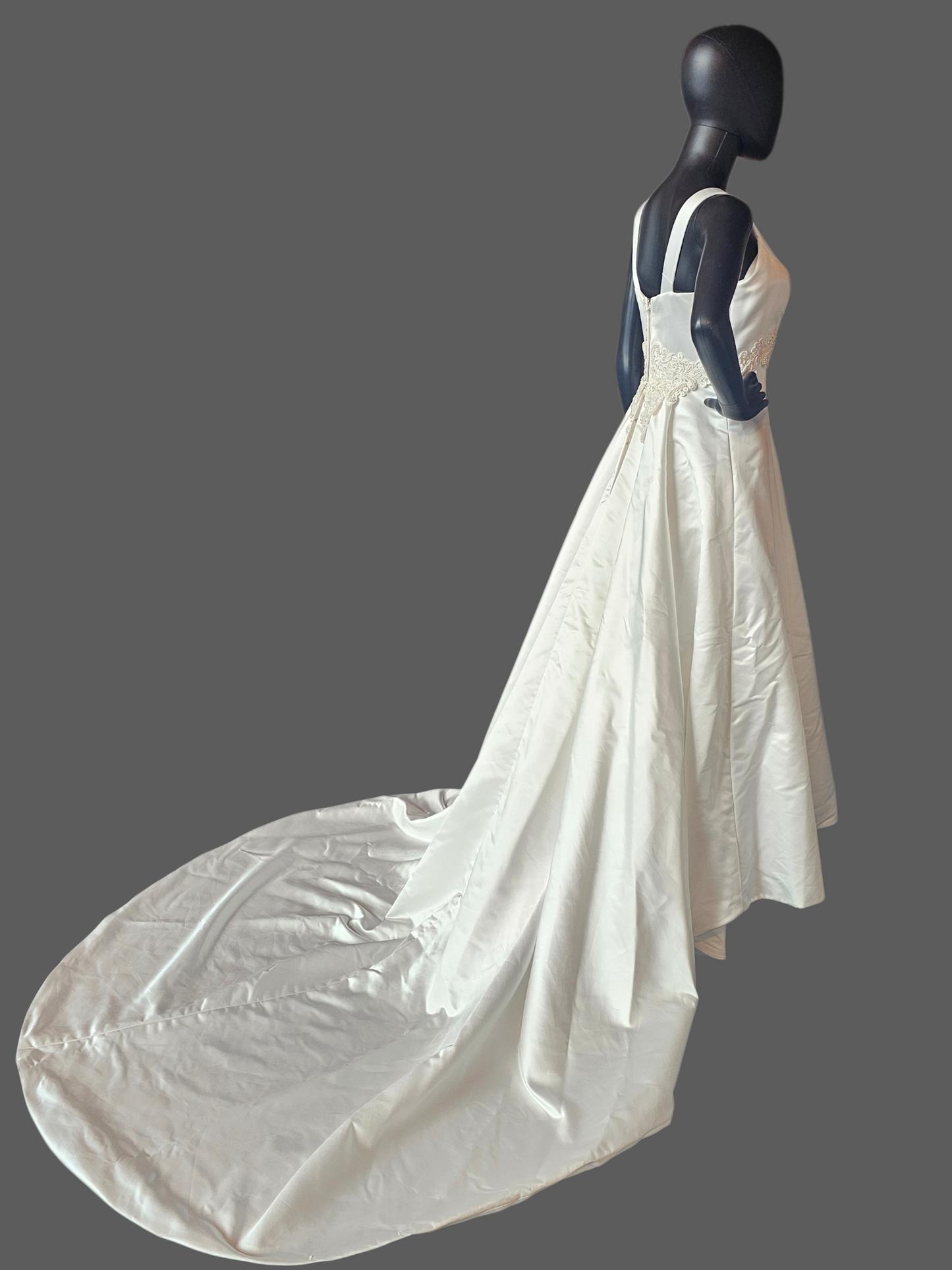 Vintage White Satin Empire Square Neck Wedding Gown - Mori Lee