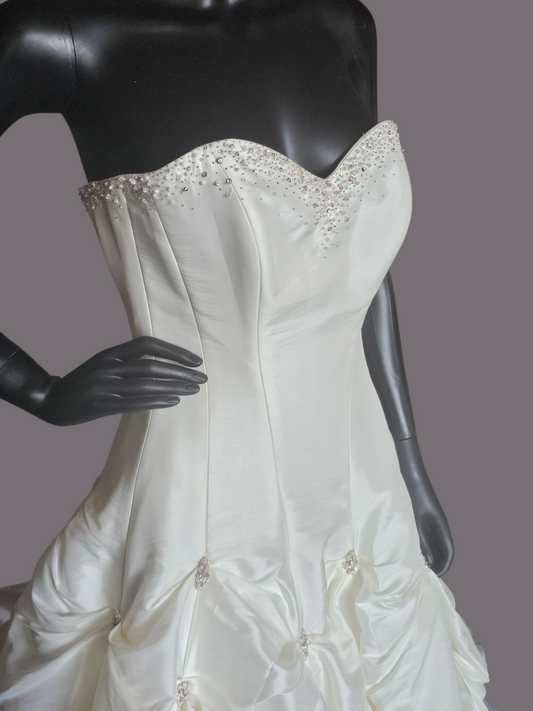 Ivory/Blush Tuck Taffetta Cupcake Wedding Gown- Maggie Sottero Couture