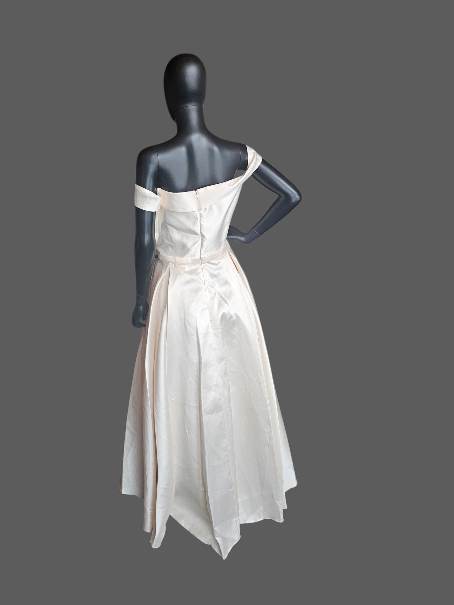 Blush Mikado Off Shoulder Box Pleat A-Line Formal Dress - Starbox