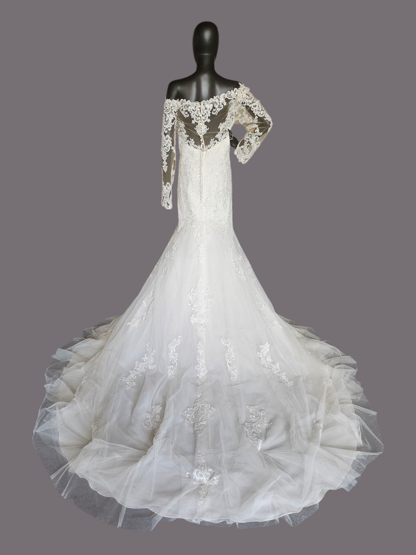 Ivory Lace Overlay Long Sleeve Wedding Gown - Morilee Madeline Gardner