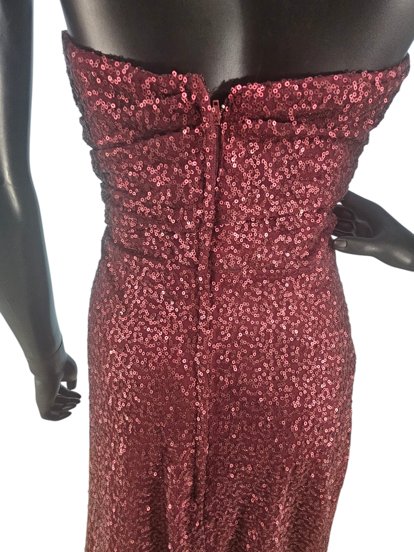 Bordeaux Sequin Halter Full Length Formal Gown - Mori Lee