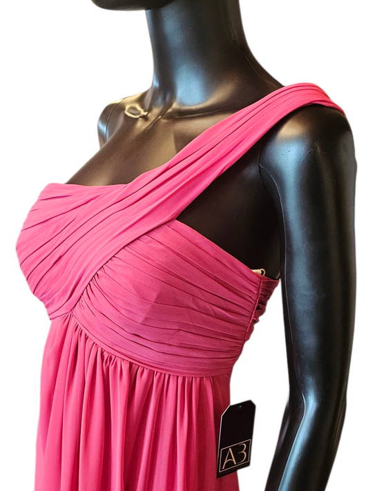 Watermelon Chiffon One Shoulder Party/Cocktail Dress - Bill Levkoff