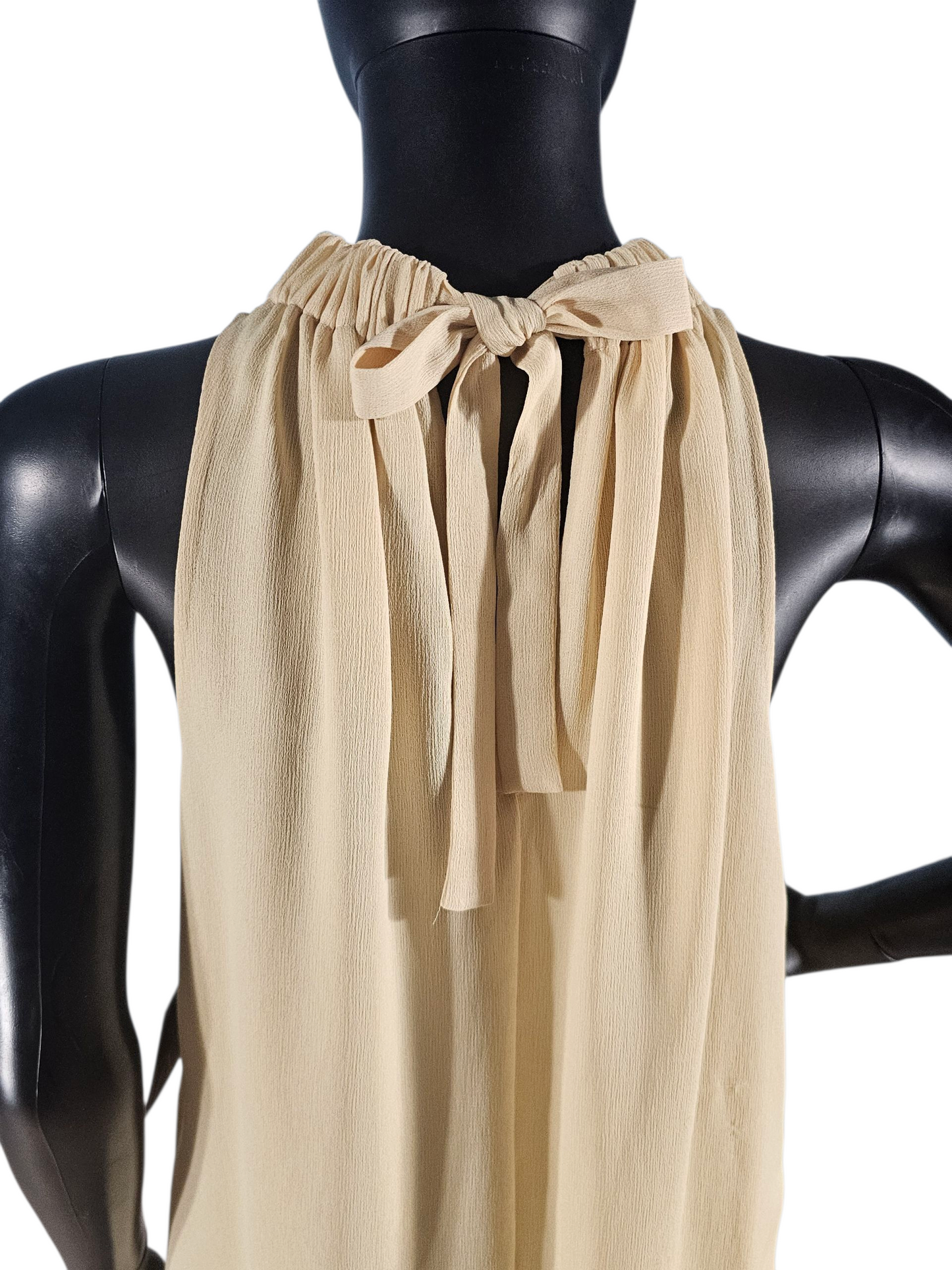 Daffodil Yellow Crepe Tie Neck Shift Short Dress - Prologue