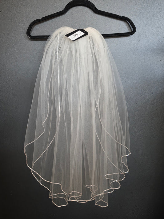 Full Ivory Double Layer Rhinestone Edge Veil