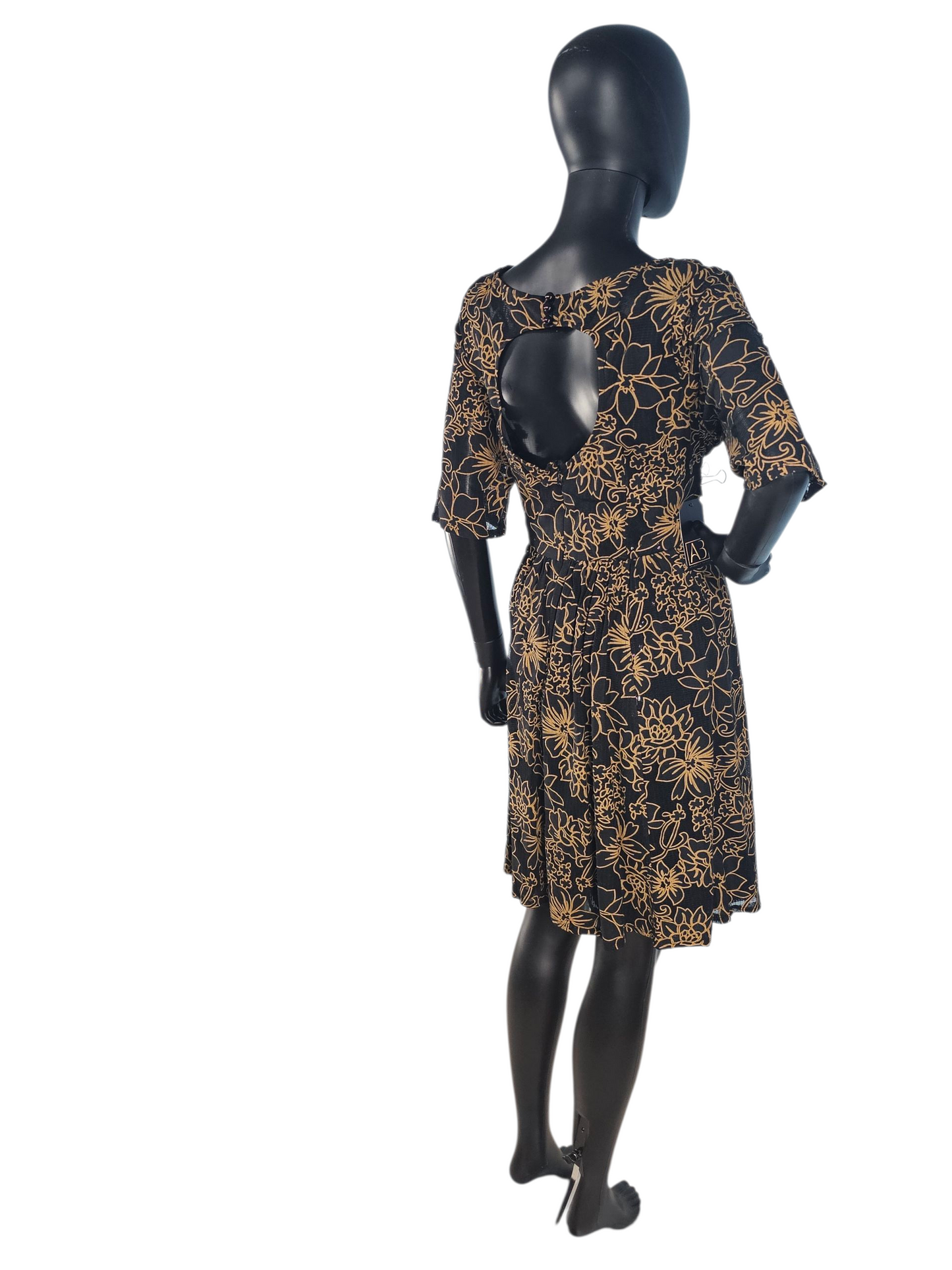 Black and Gold Floral Shimmer Cocktail Dress / Party Dress - Plenty Dresses by Tracy Reese