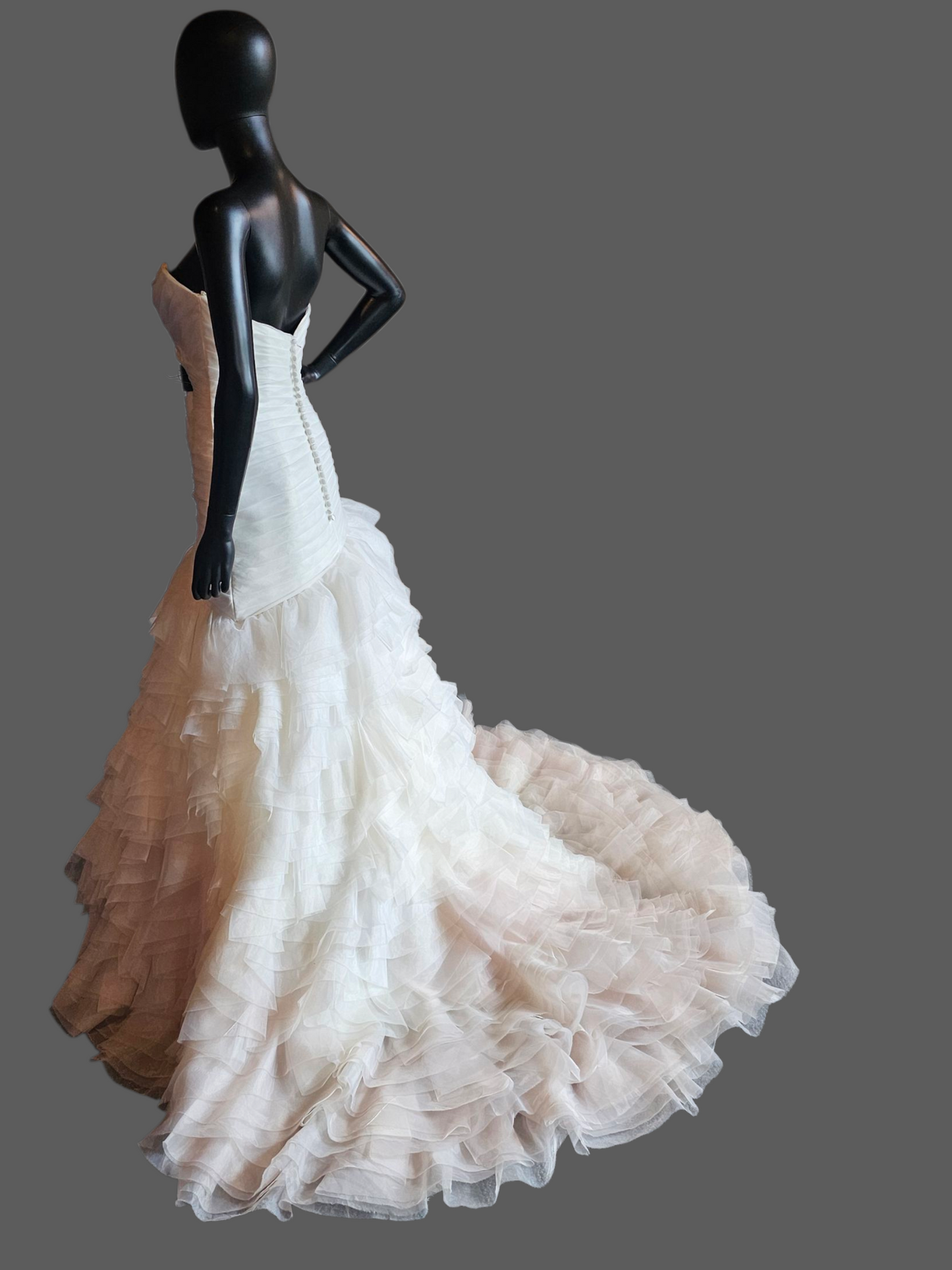 Ivory/Gold Ombre Fit/Flare Ruffle Sweetheart Wedding Gown - Mori Lee