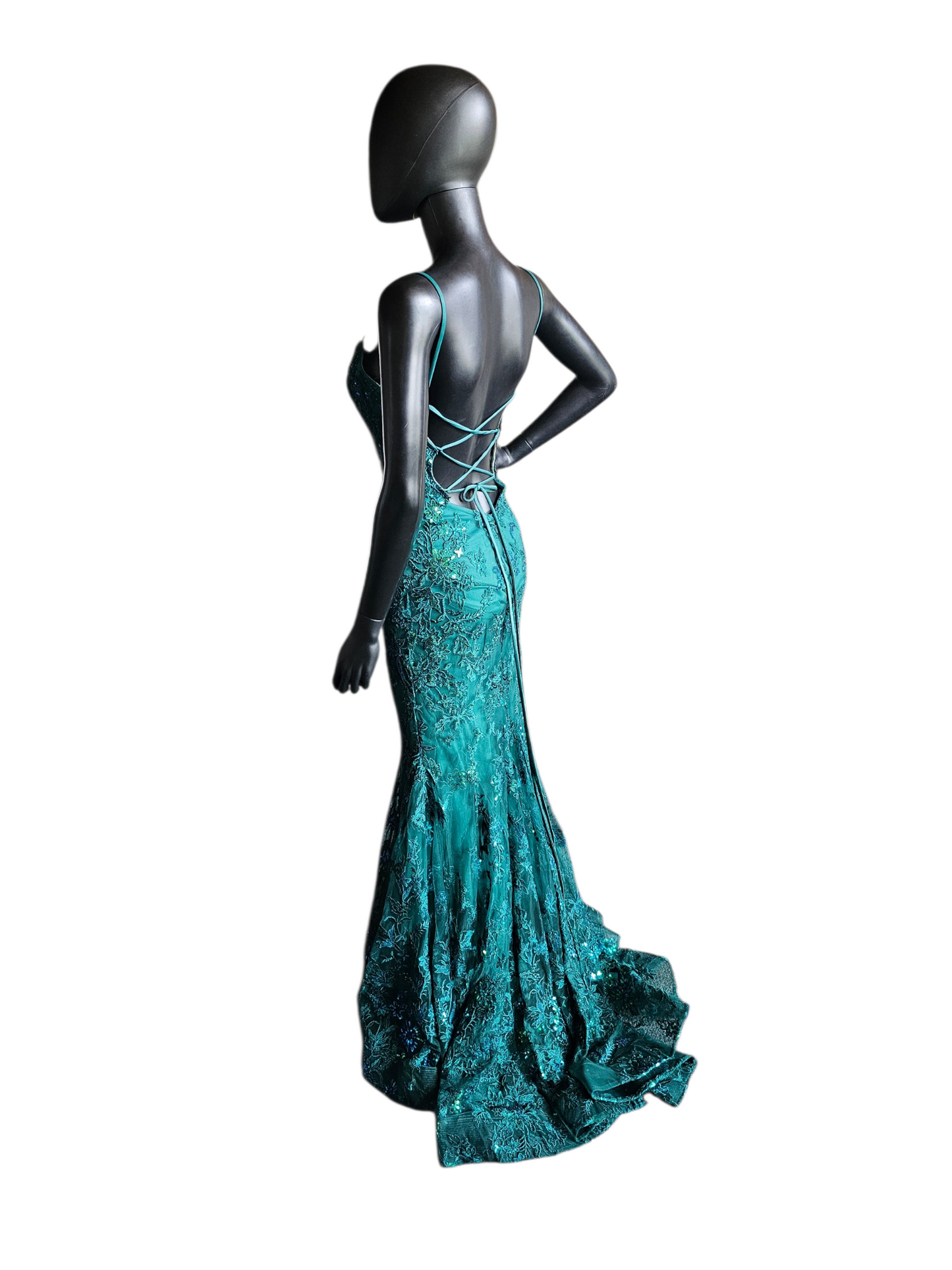 Hunter Mermaid Green/Blue Mesh Sequin Lace Formal Dress/Prom Dress - Ellie Wilde