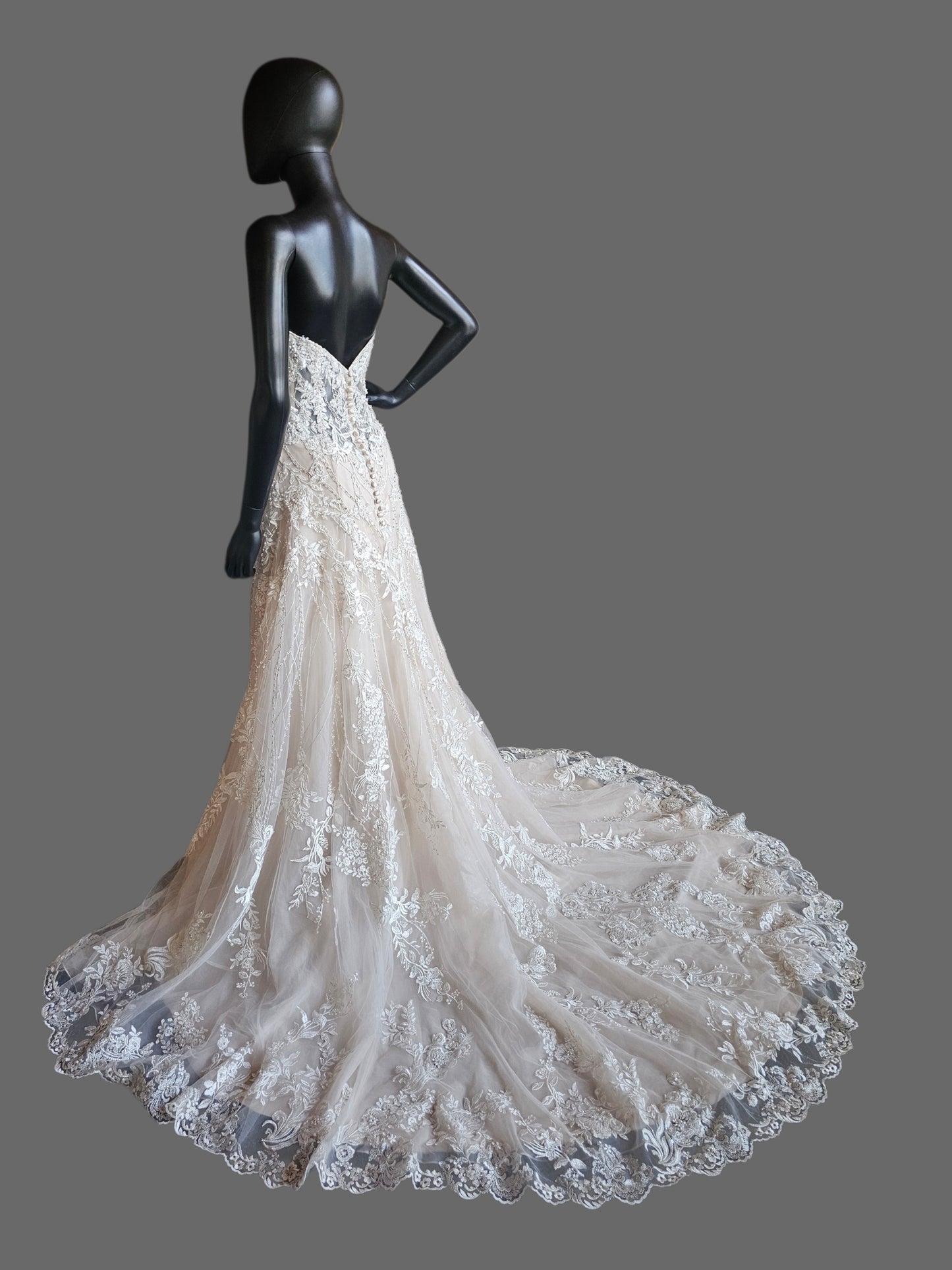 Strapless Sweetheart Illusion Bodice Beaded Fit/Flare Wedding Gown - Beloved