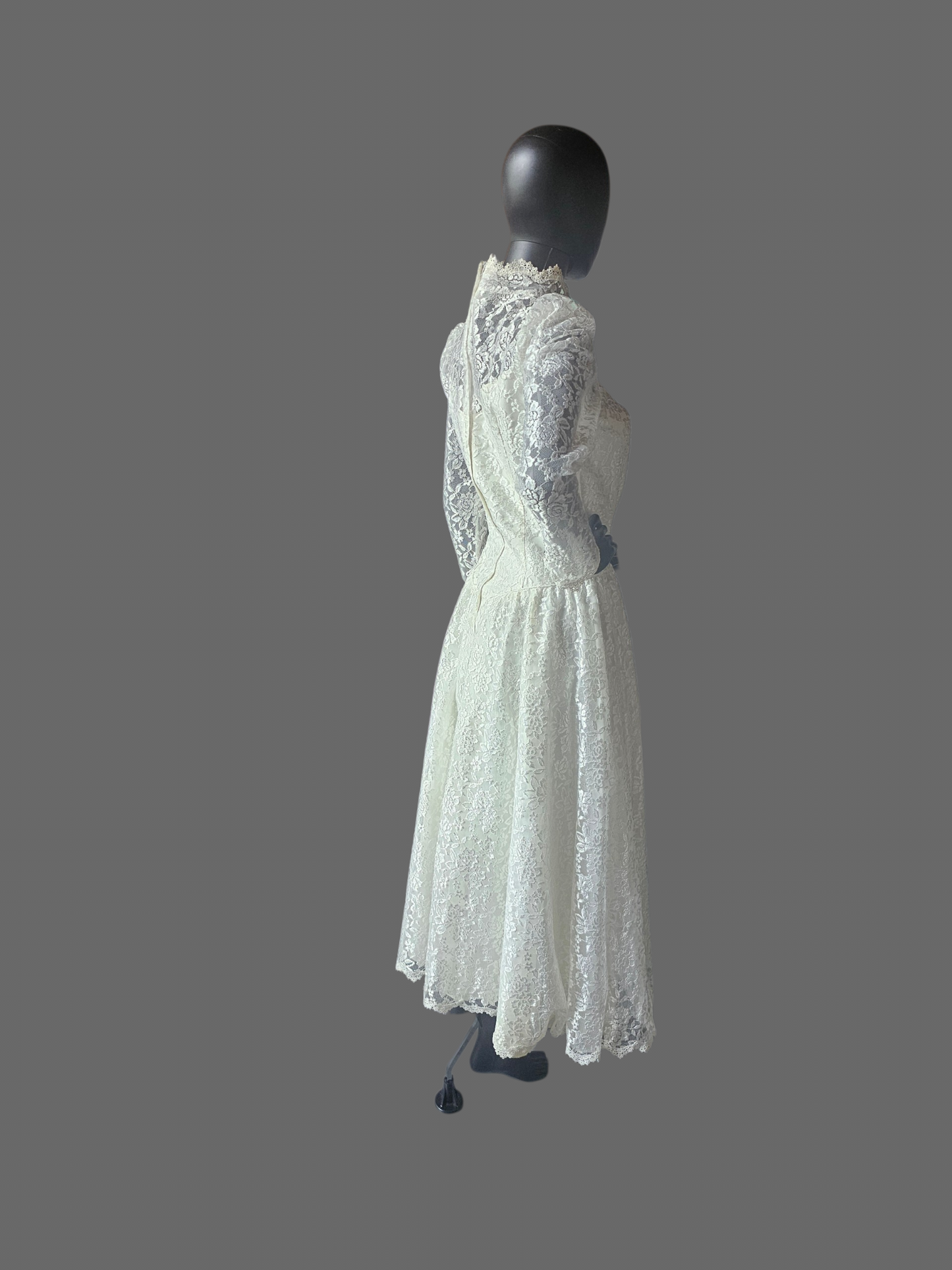 Vintage Lace Tea Length Wedding Gown