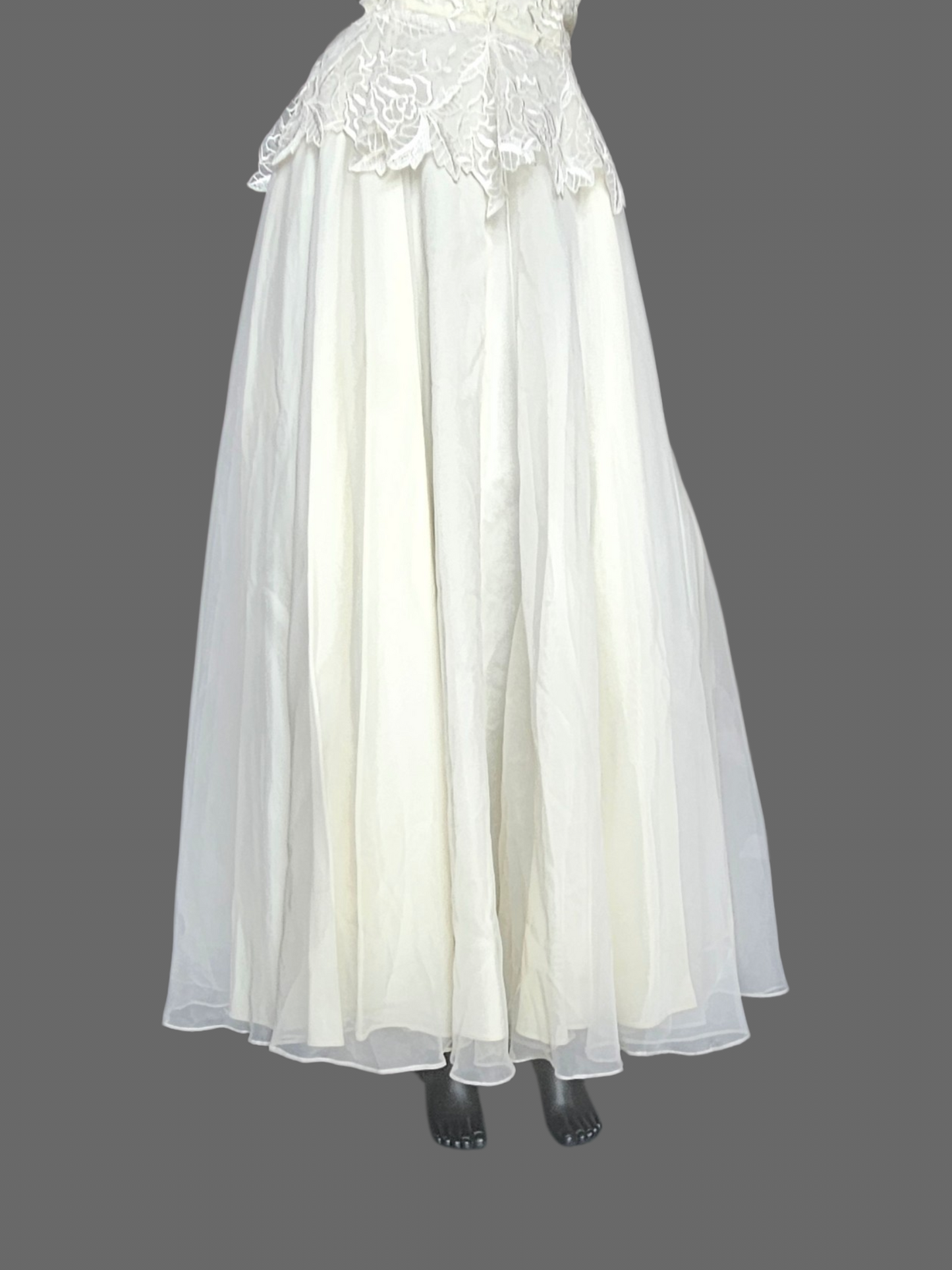 Vintage Embroidered Peplum Ankle Length Wedding Dress