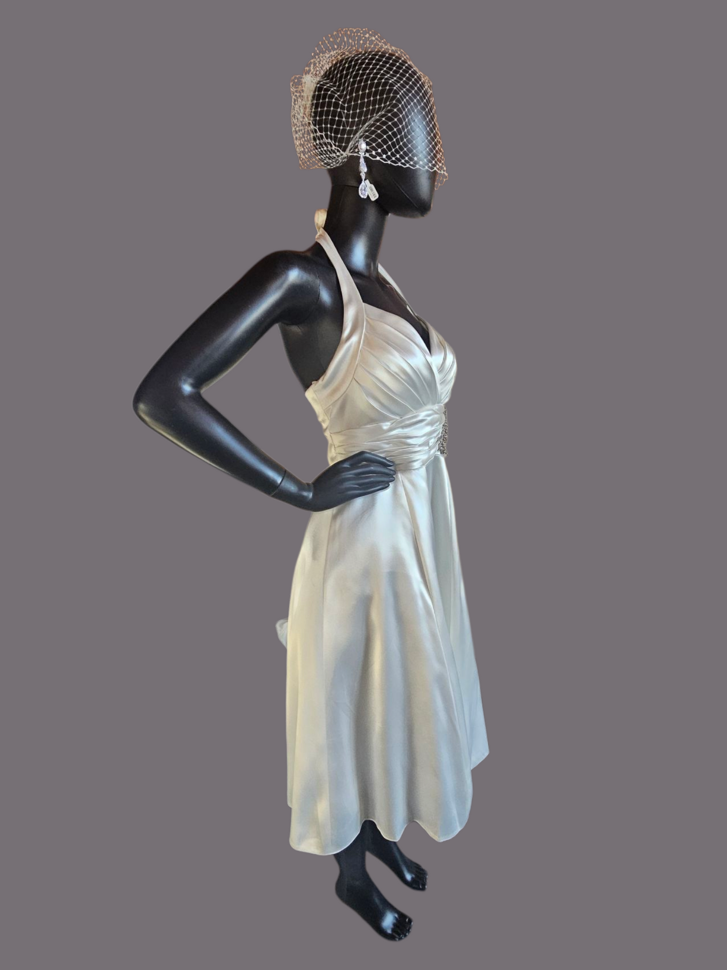 Juju & Christine Silk Satin Short Wedding Gown