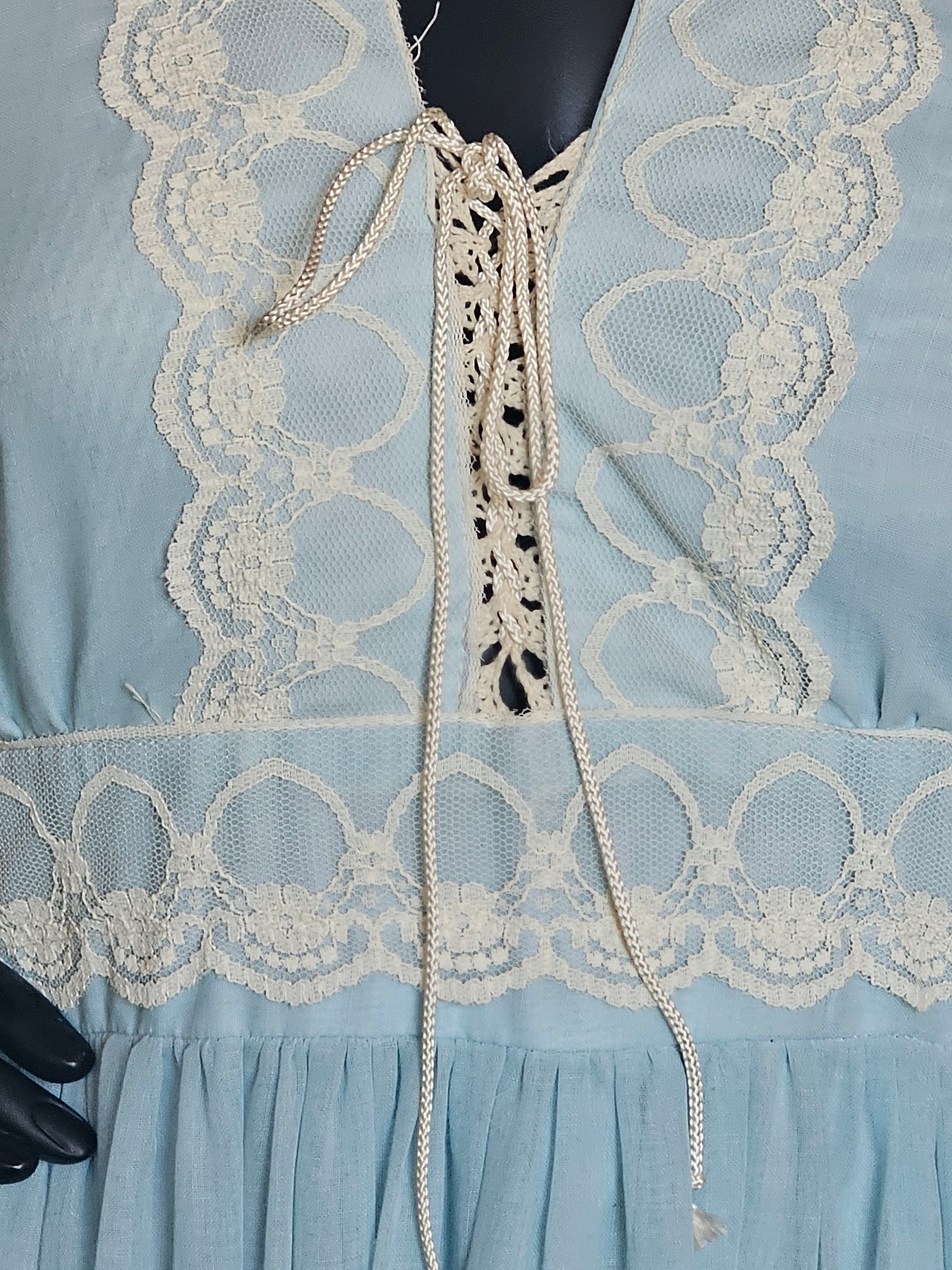 Vintage 70's Blue Prom Prairie Style Maxi Dress - Gunne Sax