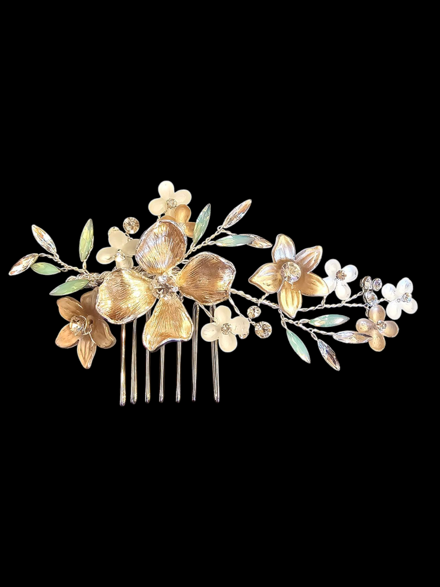 Silver/Rose/Teal Floral Hair Comb - Marionat