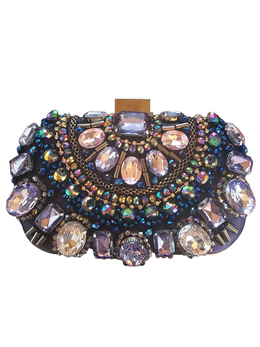 Purple Iridescent Crystal/Beaded Clutch