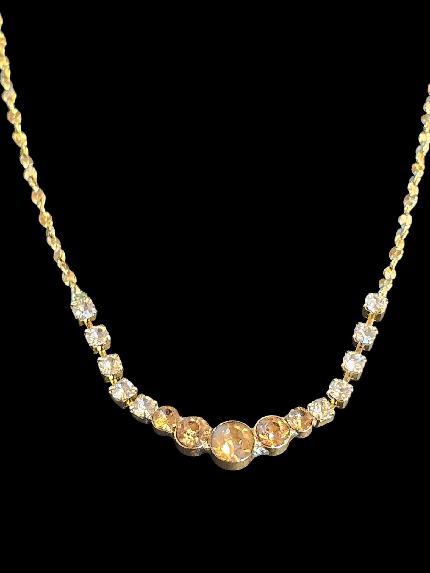 Gold/Champagne Minimalist Crystal Necklace/Earring Set